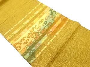 手織り紬横段に抽象模様織出し名古屋帯